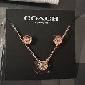 BNWT Coach Open Circe Necklace and Tea Rose Stud Earring Set (Sold Out!)